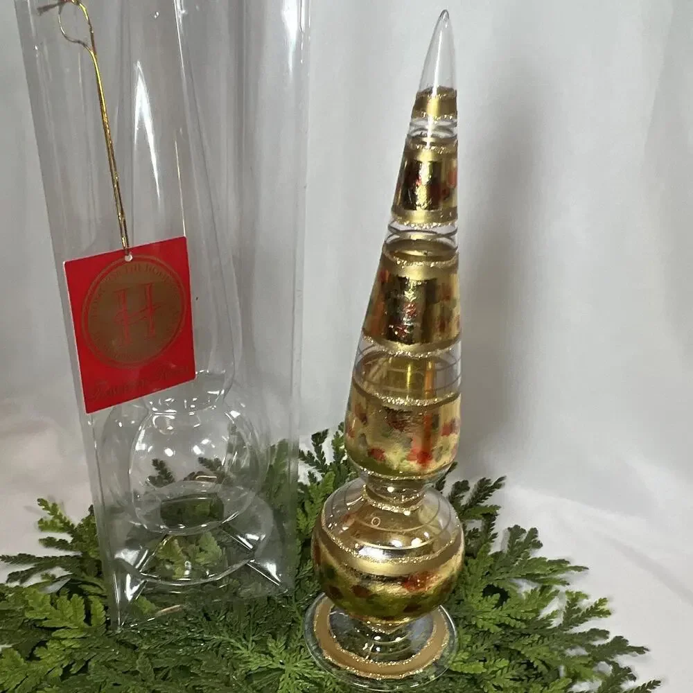 Vintage 1999 Home for the Holidays Tabletop Tree Topper Finial Glass Christmas